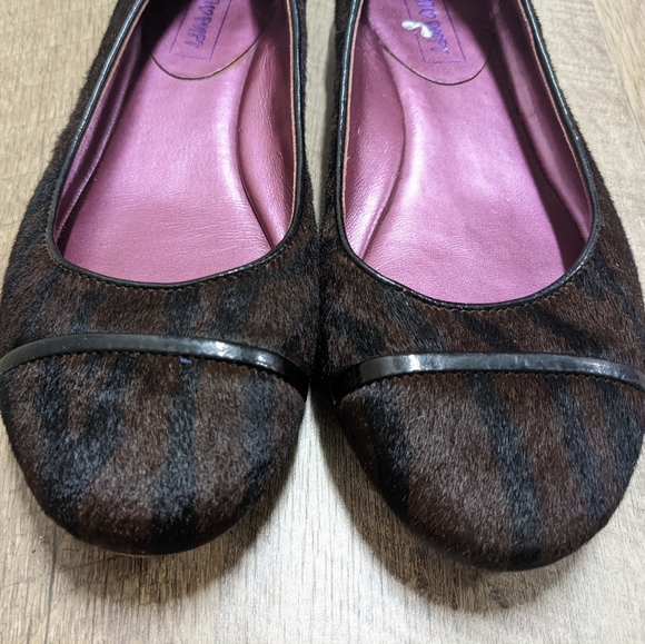 Coach Poppy Calf Fur Ballet Flats Brown and black Zebra Print - Picture 2 of 11